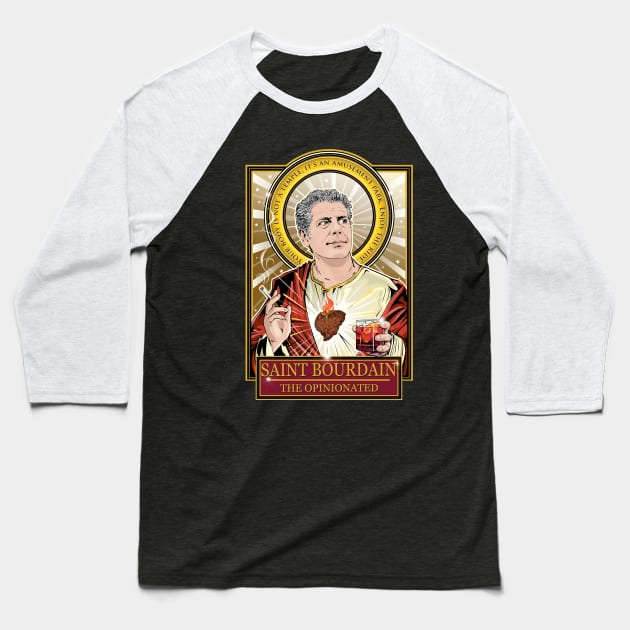 Saint Bourdain Baseball T-Shirt by Pop Art Saints